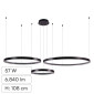 V-Tac VT-7824 Lampadario LED a Sospensione 57W SMD Forma Rotonda Colore Nero - SKU 10053