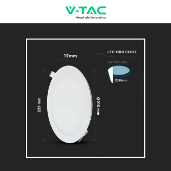 VT-1807-RD Mini Pannello LED Rotondo 18W da Incasso V-Tac