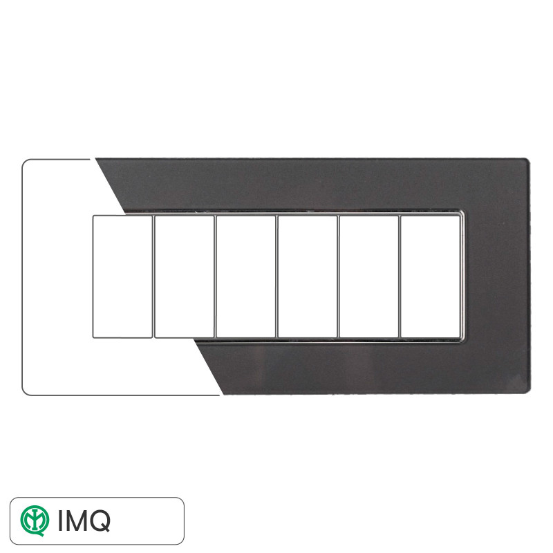 PLACCA VETRO 6P ACCIAIO SCURO - modello AN84610