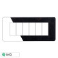 ETTROIT MOON PLACCA PLASTICA SLIM 6P NERO BRILLANTE - Mod. AN87624 - Compatibile con BTicino AXOLUTE