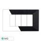 ETTROIT MOON PLACCA PLASTICA PIRAMIDE 4P NERO BRILLANTE - Mod. AN90424 - Compatibile con BTicino AXOLUTE