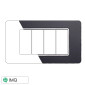 ETTROIT STARLIGHT PLACCA VETRO 4P ACCIAIO SCURO - Mod. EV84410 - Compatibile con Vimar PLANA
