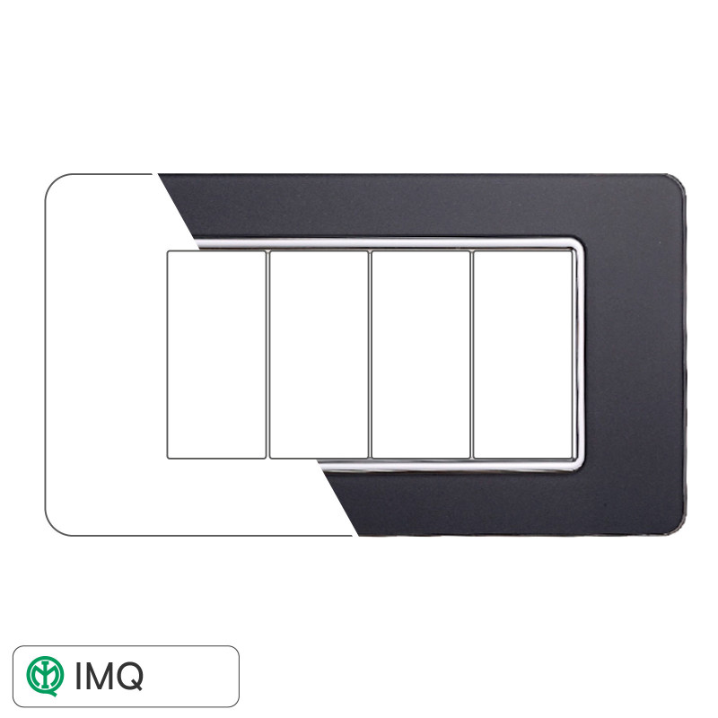 PLACCA VETRO 4P ACCIAIO SCURO - modello EV84410