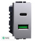 ETTROIT SPACE PRESA USB 2 IN 1 USB+TYPE-C 3.1AMH - Mod. LG3002 - Compatibile con BTicino LIVING LIGHT / INTERNATIONAL