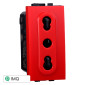 ETTROIT SPACE PRESA BIPASSO ROSSO 2+T 16A - Nero - Mod. LN2016 - Compatibile con BTicino LIVING LIGHT / INTERNATIONAL