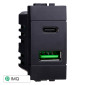 ETTROIT SPACE PRESA USB 2 IN 1 USB+TYPE-C 3.1AMH - Mod. LN3002 - Compatibile con BTicino LIVING LIGHT / INTERNATIONAL