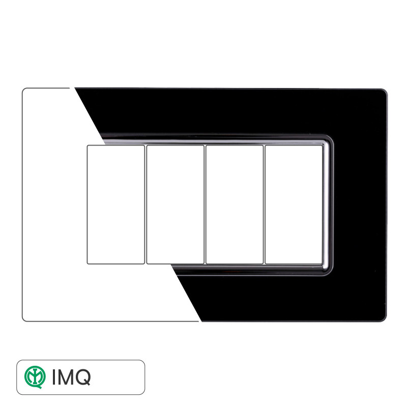 PLACCA VETRO 4P NERO - modello LN84402