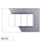 ETTROIT SPACE PLACCA ALLUMINIO 4P SILVER LUCIDO - Mod. LN86417 - Compatibile con BTicino LIVING LIGHT / INTERNATIONAL