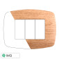 ETTROIT SPACE PLACCA PLASTICA SLIM 3P LEGNO SCURO - Mod. LN87305 - Compatibile con BTicino LIVING LIGHT / INTERNATIONAL