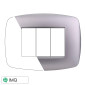 ETTROIT SPACE PLACCA PLASTICA SLIM 3P SILVER - Mod. LN87306 - Compatibile con BTicino LIVING LIGHT / INTERNATIONAL