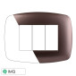 ETTROIT SPACE PLACCA PLASTICA SLIM 3P ACCIAIO BRONZO - Mod. LN87310 - Compatibile con BTicino LIVING LIGHT / INTERNATIONAL