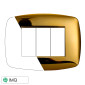 ETTROIT SPACE PLACCA PLASTICA SLIM 3P ORO LUCIDO - Mod. LN87312 - Compatibile con BTicino LIVING LIGHT / INTERNATIONAL