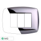 ETTROIT SPACE PLACCA PLASTICA SLIM 3P CROMATO LUCIDO - Mod. LN87313 - Compatibile con BTicino LIVING LIGHT / INTERNATIONAL