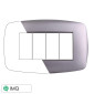 ETTROIT SPACE PLACCA PLASTICA SLIM 4P SILVER - Mod. LN87406 - Compatibile con BTicino LIVING LIGHT / INTERNATIONAL