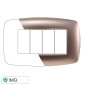 ETTROIT SPACE PLACCA PLASTICA SLIM 4P ACCIAIO BRONZO - Mod. LN87410 - Compatibile con BTicino LIVING LIGHT / INTERNATIONAL