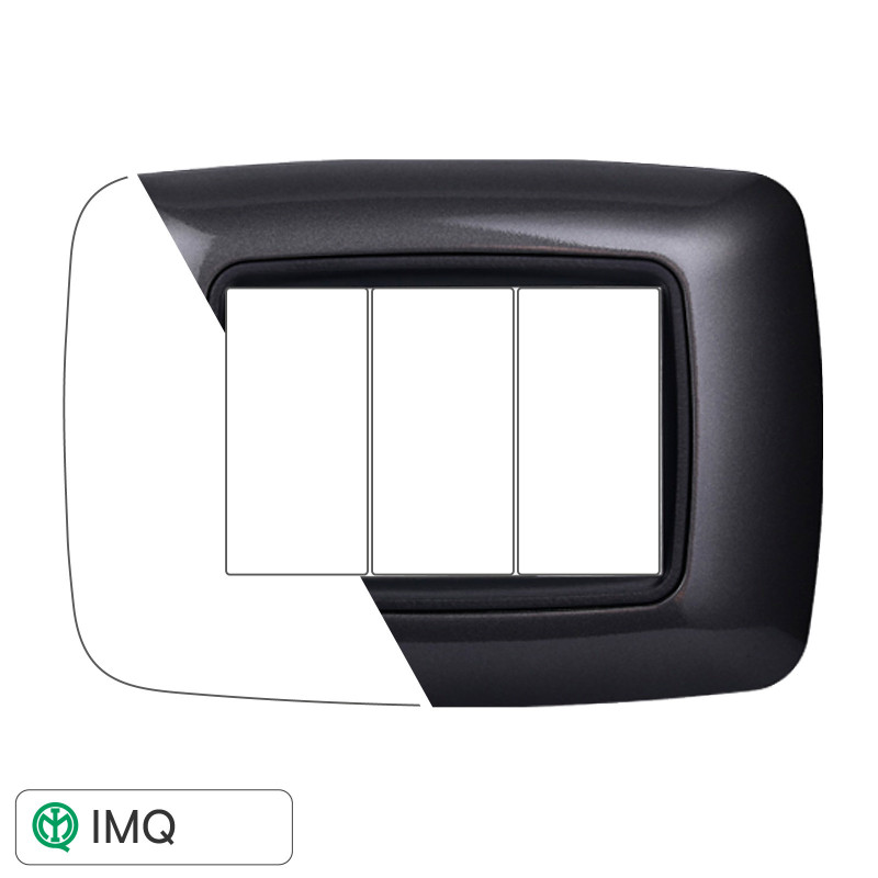 PLACCA PLASTICA 3P BOMBATA ACCIAIO SCURO - modello LN88307