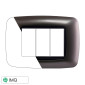 ETTROIT SPACE PLACCA PLASTICA 3P BOMBATA TITANIO - Mod. LN88308 - Compatibile con BTicino LIVING LIGHT / INTERNATIONAL