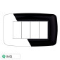 ETTROIT SPACE PLACCA PLASTICA 4P BOMBATA NERO - Mod. LN88402 - Compatibile con BTicino LIVING LIGHT / INTERNATIONAL