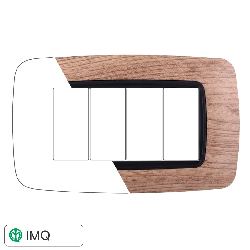 PLACCA PLASTICA 4P BOMBATA LEGNO CHIARO - modello LN88404