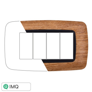 PLACCA PLASTICA 4P BOMBATA LEGNO SCURO - modello LN88405