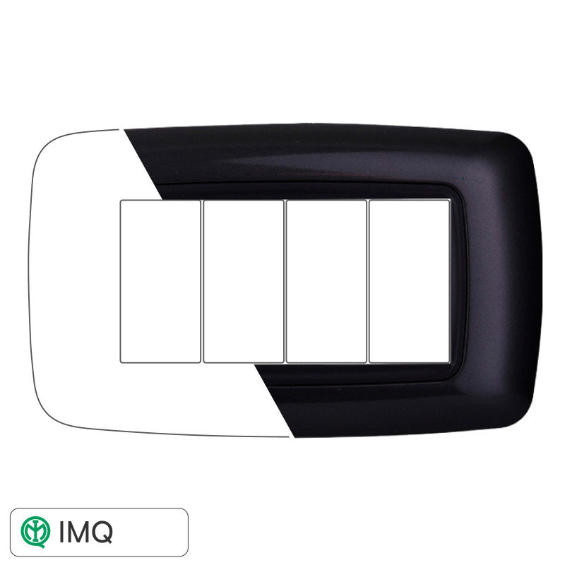 PLACCA PLASTICA 4P BOMBATA ACCIAIO SCURO - modello LN88407