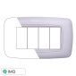 ETTROIT SPACE PLACCA PLASTICA 4P BOMBATA BIANCA/BIANCA - Mod. LN88418 - Compatibile con BTicino LIVING LIGHT / INTERNATIONAL