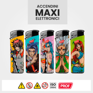 Accendini Maxi Elettronici Prof Fantasia Manga Ninja Box da 50