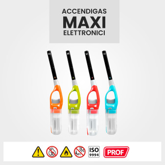 Prof Maxi Accendigas Elettronico Tinta Unita Serie da 4