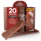 RealGruccia Grucce in Legno Naturale Colore Marrone Scuro con Tacche Antiscivolo 22x45cm - Confezione da 20 Grucce