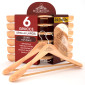 RealGruccia Grucce in Legno Naturale a Spalla Larga Barra Portapantaloni e Gancio Girevole 360° 24x45cm - Confezione da 6 Grucce