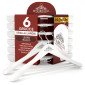 RealGruccia Grucce in Legno Naturale a Spalla Larga Colore Bianco con Barra Portapantaloni 24x45cm - Confezione da 6 Grucce