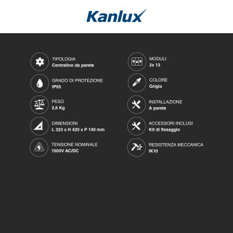 Kanlux Ideal Centralino da Parete 2x13P IK10 Colore Grigio
