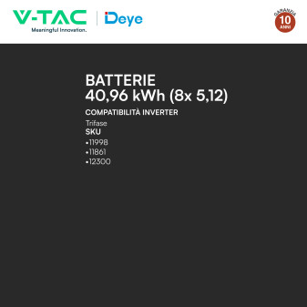 V-Tac Armadio Rack a Pavimento 8 Accumulatori LifePO4 40,96 kWh