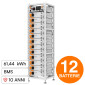 V-Tac VT-OHR60K-100 Kit 12 Batterie BMS Stack LiFePO4 61,44kWh Garanzia 10 Anni Alta Tensione Armadio Rack con Base - SKU 12266