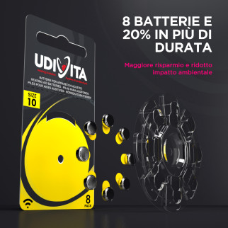 Udivita Misura 10 80 Batterie per Apparecchi Acustici Blister 8 pile