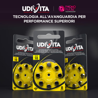 Udivita Misura 10 80 Batterie per Apparecchi Acustici Blister 8 pile