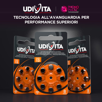 Udivita Misura 13 80 Batterie per Apparecchi Acustici Blister 8 pile