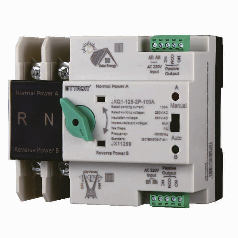 ETTROIT Interruttore di Trasferimento Automatico Fotovoltaico a Doppia Alimentazione Monofase 100A 2P - Mod. JX11299