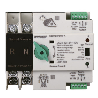 ETTROIT Interruttore di Trasferimento Automatico Fotovoltaico a Doppia Alimentazione Monofase 100A 2P - Mod. JX11299