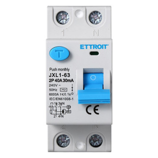 ETTROIT Interruttore Differenziale Puro 2P 63A 30mA 220V-6KA - Mod. JX326361