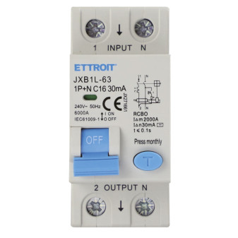 ETTROIT Magnetotermico Differenziale 1P+N 16A 30mA 220V-6KA - Mod. JX271661