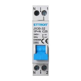 ETTROIT Interruttore Magnetotermico 1P+N 25A 220V 4.5KA - Mod. JX152540