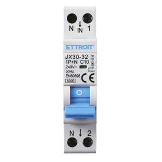 ETTROIT Interruttore Magnetotermico 1P+N 10A 220V 6KA - Mod. JX151060