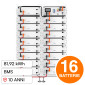 V-Tac BOS-G Pro Kit 16 Batterie BMS Stack LiFePO4 81,92kWh Alta Tensione Armadio Rack CEI 0-21 con Base - SKU 12355