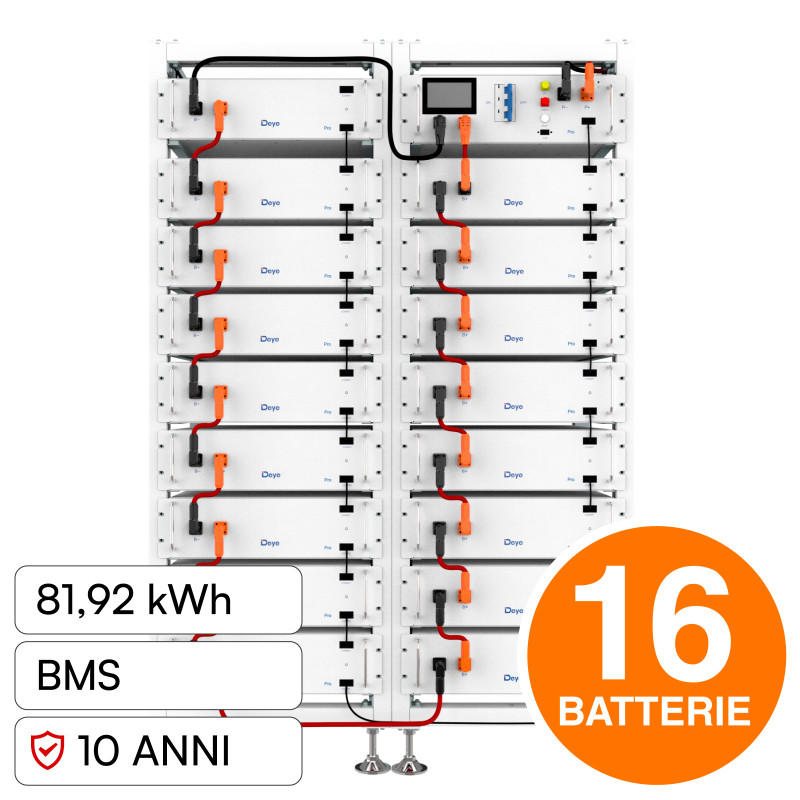 V-Tac Kit 16 Batterie BMS Stack LiFePO4 81,92kWh CEI 0-21