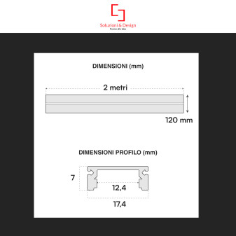 SD290/S12 5 Profili in Alluminio Integrati da 2m per Strisce LED SD