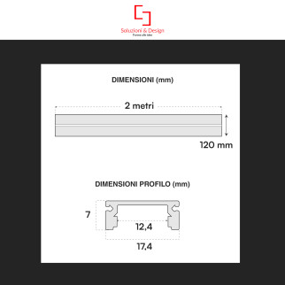 SD290/S12 5 Profili in Alluminio Integrati da 2m per Strisce LED SD