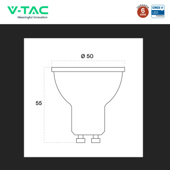 Faretto LED GU10 6W PAR16 SMD Dimmerabile Chip CREE V-Tac