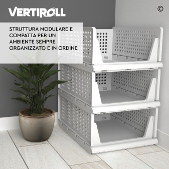 VertiRoll 4 Cassetti Impilabili Scorrevoli Salvaspazio Bianco