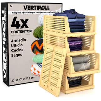 VertiRoll 4 Cassetti Impilabili Scorrevoli Salvaspazio Giallo